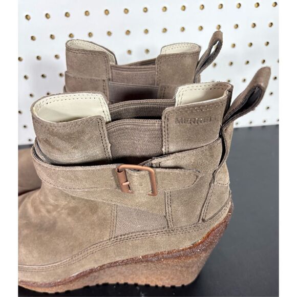 Merrell Woman Comfort Stone Tremblant Ankle Suede Wedge Shoes boots sz 8.5 - Picture 3 of 13